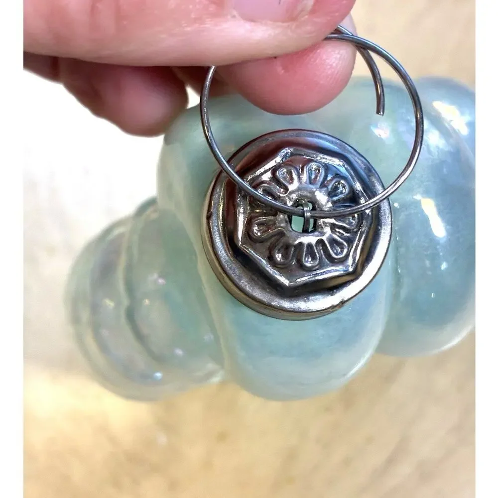 Sea Shell Glass Xmas Ornament Sea Green Iridescent Ribbed nautical kugel style